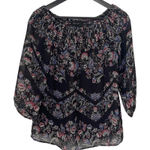 AB Studio  Womens Multicolor Floral Blouse Off Shoulder Black Multicolor Small‎ Photo 0