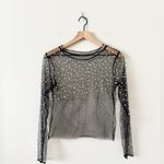 Amazon  Sheer Long Sleeve Top and Pant Set Black with Pearl Detail - Size M Photo 1