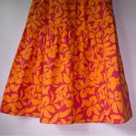 J.Crew Size 2 Tiered Midi Dress Tropical Floral Pink Orange Vacation Casual Photo 6