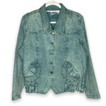 Diane Gilman Vintage 1990s DG2 by Green Acid Wash Jacket 1X Photo 0