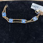 Tory Burch LOVE blue enamel goldtone 7” bracelet Photo 1
