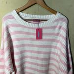 Edikted NEW  Aerin Oversize Stripe Cotton Sweater Pink and Cream Size XL Photo 7