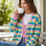 ZARA NWT STRIPED KNIT CARDIGAN CROCHET BLOGGERS FAV MULTICOLOR Photo 0