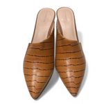 Something Navy Tan Croc-Embossed Mules Photo 0