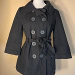 Tulle Black Double Breasted Cotton Canvas 3/4 Sleeve Belted Jacket Medium Photo 0