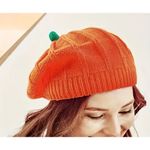 Pumpkin Knit Beanie Hat Halloween Fall Costume Autumn Orange Cap Photo 1