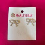 MarleyLilly New Silver Bow Pierced Earrings  Photo 0