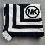 Michael Kors NWT  Chevron Stripe logo knit scarf in black and white acrylic. Photo 0