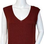 Massimo Dutti  Sweater Women Large Rust Red Ribbed Shirt Casual Neutral Minimalst Photo 4