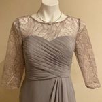 JJ's House JJ’s House Silver Cascading Chiffon Ruffle Lace Sequin Cocktail Dress Sz. 6 New! Photo 2