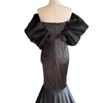 Faeriesty Elegant Off Shoulder Short Sleeve Satin Dress Black Photo 8