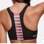 PINK - Victoria's Secret VS PINK Ultimate Sports Bra Size Small Black with Pink & Blue Strappy Cut Out Photo 2