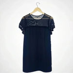 Lulus  Small Black Short Sleeve Tassel Net Neckline Formal Party Dress Small Photo 6