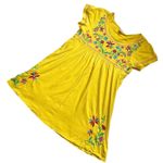 Women’s Mexican embroidered floral print peasant cotton boho top Yellow Size L Photo 0