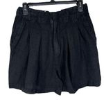 Free People SZ 4 Calla Trouser Shorts Linen Blend Pockets Zip-Fly Black Wash New Photo 0