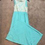 Coveted Clothing  Maxi Dress Mint Green Cream Lace Photo 2