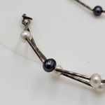 Vintage Womens Station Necklace Silver Blue Tahitian Freshwater Pearl Beaded Photo 2