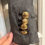 White House | Black Market WHBM Linen Military Charcoal Blazer Jacket Size 6 Small Photo 3