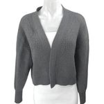 ZARA Women's Gray Ribbed Knit Cropped Open Long Sleeve Cardigan Sweater Top Sz M Photo 0