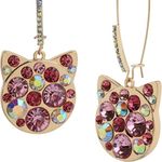 Betsey Johnson  Long Bejeweled Cat face Drop Earrings Photo 1