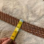Leather Woven Wide Belt With Leather Buckle Size Medium 2" Width Brown Photo 2