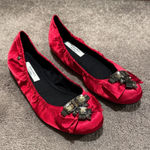 Vera Wang Simply Vera  Red Satin Flats SIZE 8.5 Photo 0