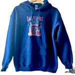 Gildan Bad Bunny blue hoodie medium navy activewear athleisure streetwear loungewear Photo 0