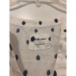 Marks And Spencer Pure Linen Short Sleeve Floral Top Navy Mix Size 14 Uk Summer Blue Photo 1