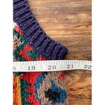 T3 Vintage 90s Knit Sweater Vest Button Front Geometric Abstract Pattern Blue Photo 2