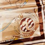 Vintage Square Sailing BOAT,WHEEL&Anchor 35/35 Oversized satin Silky SCARF Brown Photo 10