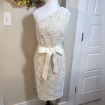 Tadashi Shoji  One Shoulder Textured Embroidered Sheath Dress Sz 6💛 Photo 2