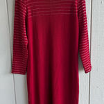 St. John Evening Santana Knit Long Dress Red Metallic Sequin Stripe Size 12 Photo 0
