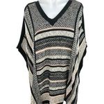 Marks & Spencer Per Una Grey Knit Striped Pullover Poncho Sweater Top Cape Sz S Photo 0