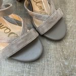 Sam Edelman  Sheri Suede Ankle Wrap Sandal Putty Gray Beige 9 Chunky Heel Shoes Photo 8