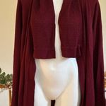 Calvin Klein Burgundy Tight knit sweater With belt, shawl & collar Sz L Photo 2