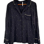 Soma Cool Nights Dazzling Dot Black Pajama Shirt button front notch collar sz XL Photo 0