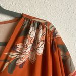 Umgee  Size Small Kimono Open Front Floral Burnt Orange Longlined Tropical Boho Photo 4