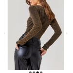 Sadie Front Twist VNeck Glitter Knit Lurex Bodysuit Gold Size L Photo 3