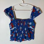 Free People Call Me Baby Cap Sleeve Button Up Shirt in Blue Quartz Size XL Photo 8