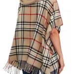 V. Fraas Plaid Poncho With Cowl Knit Collar Photo 2