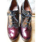 Lanvin Colorblock Patent Leather Lace Up Ankle Heel Boots Booties Size 37.5 Purple Photo 3