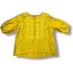 Women Short Sleeve Floral Embroidery Shirt Blouse Peasant Boho Summer Casual XL Yellow Photo 2