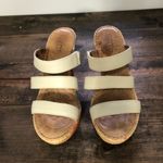 Born Shoes Born Platform Wedge Floral Sandals White Leather Upper Size 6 Photo 3