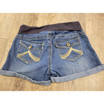 Oh! Mamma Shorts Medium Women's Cuffed Hem Denim Jean Maternity Band Blue Photo 2