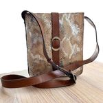 Patricia Nash  Venezia Metallic Python Leather Crossbody Bag Brown Buckle Strap Photo 0