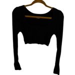 Free People Intimately  Ribbed Black Long Sleeve Crop Top Photo 0
