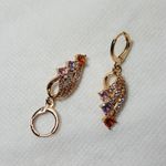 18K Yellow Gold Filled Multi color Zircon Topaz Quartz Wing Dangle Earrings Photo 1