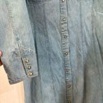 Vintage Denim Maxi Dress Long Line Pearl Snap Buttons Cowgirl Chambray Cottage Blue Size 12 Photo 3