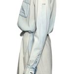NSF Women’s Size P S Light Blue Wash Denim Jean Drawstring Waist Shirt Dress Photo 2