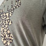 Tultex Green Deer Silhouette Cheetah Print Short Sleeve Crewneck T-Shirt Photo 2
